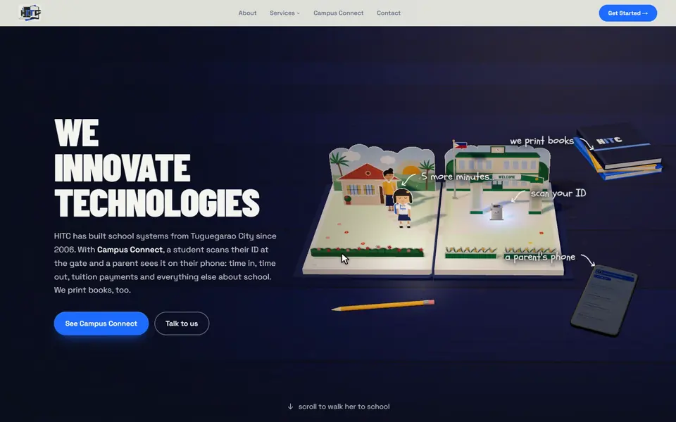 The opening screen of HITC, Inc.'s website